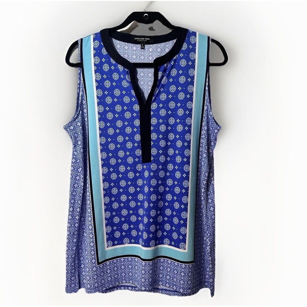 Jones New York Women's Large Blouse Multicolored Sleeveless Paisley‎ Tunic